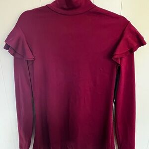 Hunter Bell Maroon Long Sleeve Top with Ruffle Detail